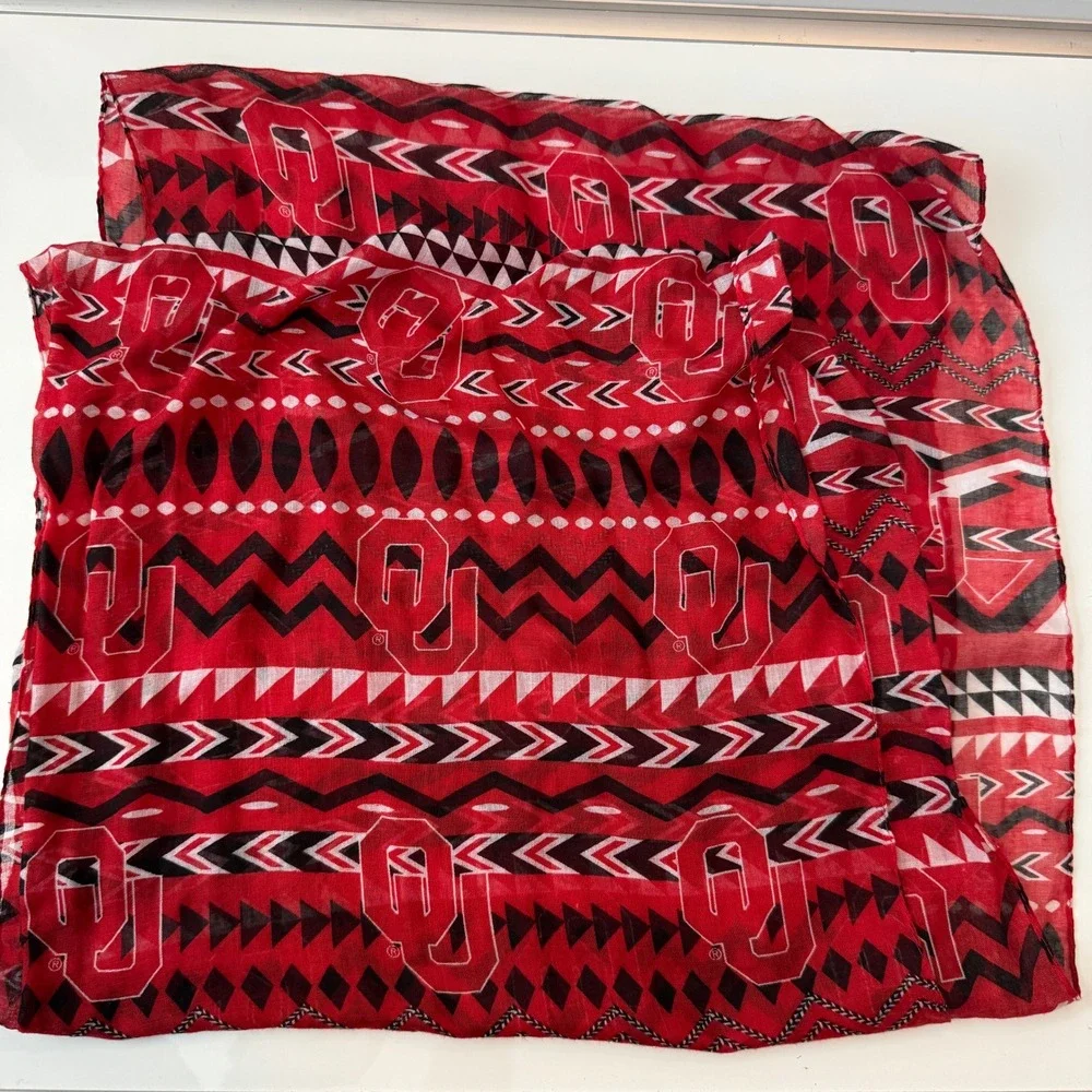 Oklahoma Sooners OU Red Black White Geometric Logo‎ Infinity Loop Scarf